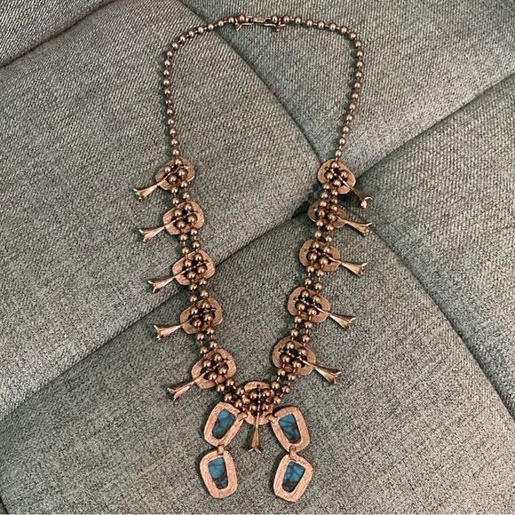 Vintage Goldette Faux Silver Turquoise Necklace - Picture 8 of 8